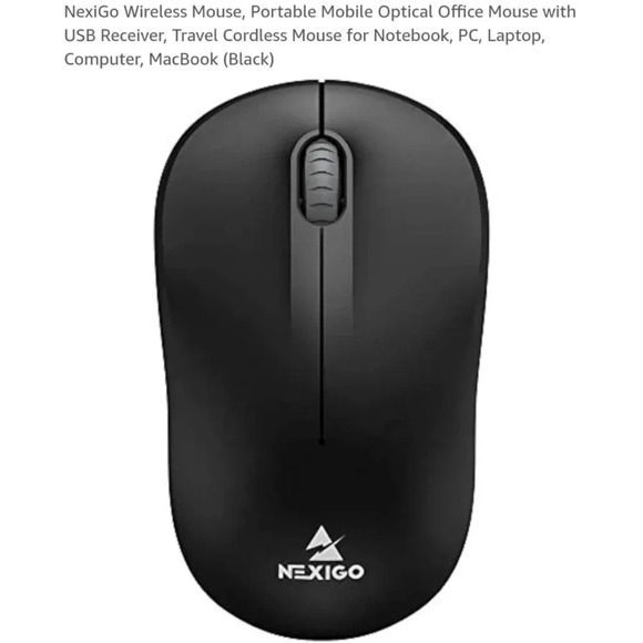 Nexigo Wireless Mouse, Black New - Picture 1 of 7